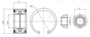 Подшипник ступицы Ford Ecosport (13-) перед. (кмпл:подш./гайка/стоп.кол.) (CS 10 CS1077 TRIALLI