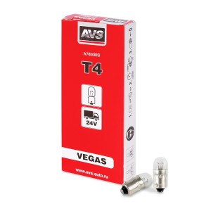 Лампа 24V T4W BA9s AVS A78330S AVS