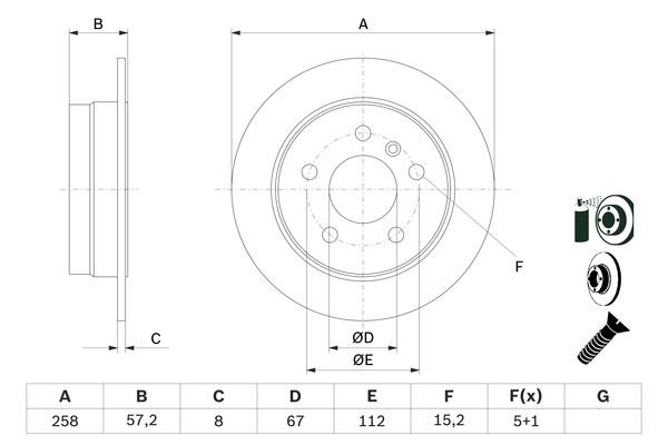 Диск тормозной MERCEDES A (W169),B (W245) задний (1шт.) BOSCH 0 986 479 235 BOSCH