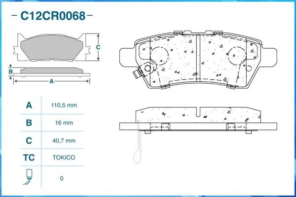 Тормозные колодки задние Low Metallic C12CR0068 C12CR0068 CWORKS