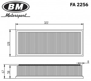 Фильтр воздушный, AUDI FA2256 FA2256 BM MOTORSPORT