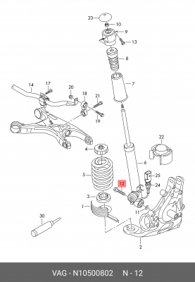 БОЛТ N10500802 N 105 008 02 VAG