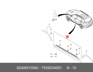Молдинг SSANGYONG Actyon (10-) порога левый OE 7955034001 SSANG YONG