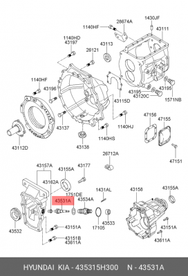 Шестерня привода спидометра HYUNDAI HD65,72,78,County дв.D4DB КПП-M035S5 OE 435315H300 HYUNDAI KIA