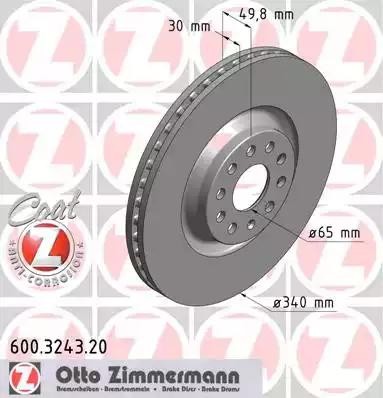диск тормозной !перед. 340x30/50-5x112 \ Audi A3/Convertible/Limousine/Sportback 600324320 ZIMMERMANN