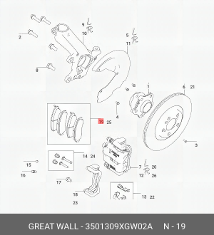 Колодки тормозные HAVAL Jolion (21-) передние (4шт.) ОЕ 3501309XGW02A GREAT WALL