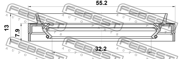 Сальник привода 32.2x55.2x7.9x13 NISSAN QASHQAI 2006-2013 95JEY-34550813R 95JEY-34550813R FEBEST
