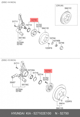 Ступица HYUNDAI Tucson (04-) KIA Sportage (04-) задняя OE 527102E100 HYUNDAI KIA