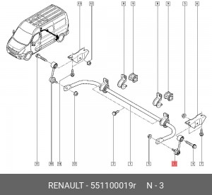 тяга стабилизатора заднего!\ Opel Movano B 10>, Renault Master III 2.3D 10> 551100019R RENAULT