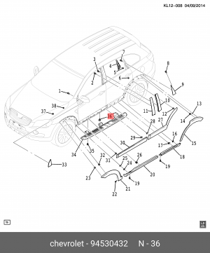 Клипса CHEVROLET Lacetti OE 94530432 GENERAL MOTORS
