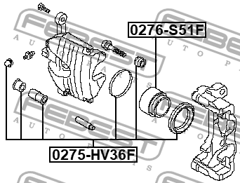 р-к суппорта! проклад, кольца, пыльн.\ Infiniti G35 0275-HV36F FEBEST