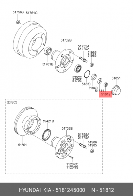 Гайка HYUNDAI HD65,72,78 ступицы передней OE 5181245000 HYUNDAI KIA