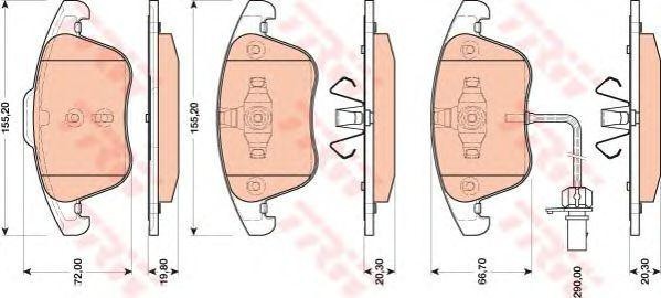 Колодки передние AUDI A4 (B8), A5 (8T_, 8F_) GDB1814 GDB1814 TRW