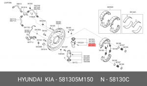 Цилиндр тормозной передний HYUNDAI EX6,8 дв.D4CC левый (нижний) OE 581305M150 HYUNDAI KIA