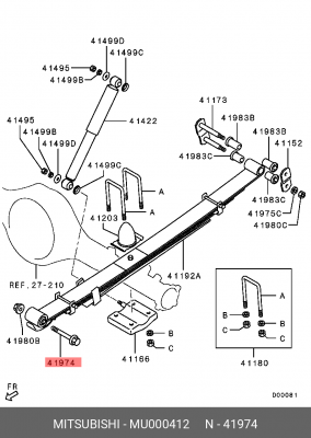 Болт MITSUBISHI L200 (86-) рессоры задней OE MU000412 MITSUBISHI