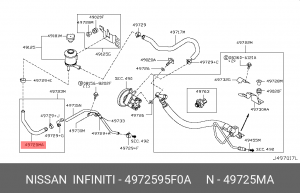 патрубок ГУР!\ Nissan 49725-95F0A NISSAN