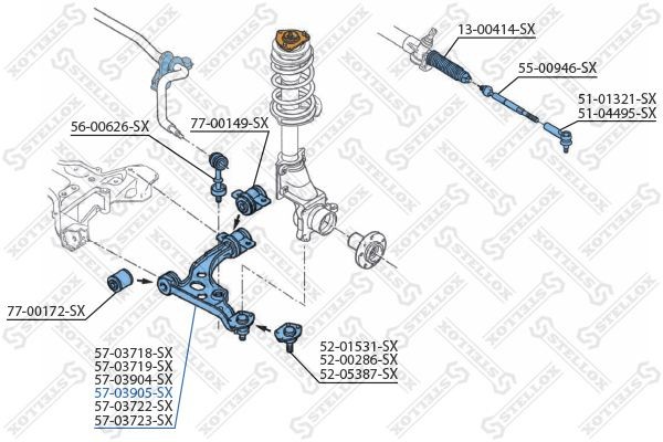 рычаг правый! 1800kg\ Fiat Ducato all, Citroen Jumper all, Peugeot Boxer all 94> 57-03905-SX STELLOX