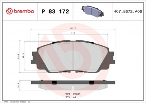 Колодки тормозные дисковые P83172 P83172 BREMBO