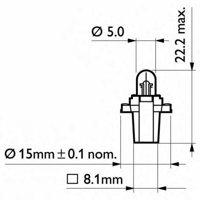 Лампа 12V 2W BAX8.3d голубой патрон PHILIPS 12602CP PHILIPS