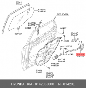 Замок двери HYUNDAI ix55 (08-15) задней правой OE 814203J000 HYUNDAI KIA