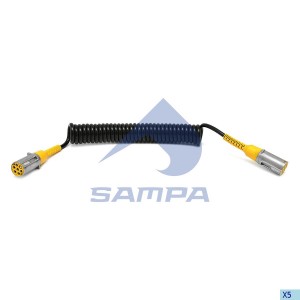 кабель спиральный! 7/6 полюс.,Type S,с 2 штекерами (пласт цельн.),24V,Lmax=4500  095.138 SAMPA