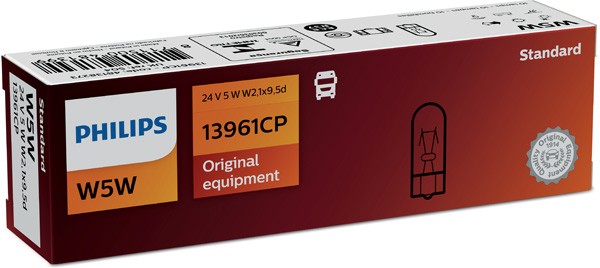 Лампа 24V W5W T10W W2.1x9.5d PHILIPS 13961CP PHILIPS