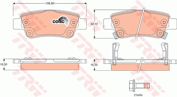 Колодки тормозные HONDA CR-V 3 (07-) задние (4шт.) TRW GDB3446 TRW