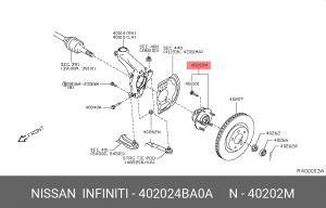 Ступица передняя LR NISSAN X-Trail/Qashqai 40202-4BA0A 402024BA0A NISSAN