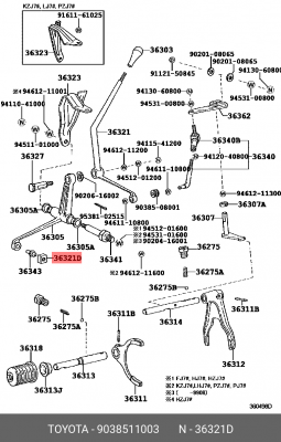 Втулка тяги кулисы 90385-11003 90385-11003 TOYOTA