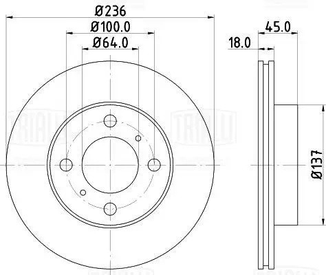 Диск торм. Mitsubishi Carisma (95-)/Lancer (95-) перед. d=236 (DF 117413) DF 117413 TRIALLI