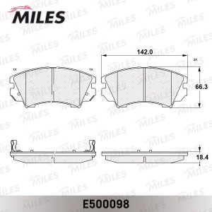Колодки тормозные передние (Смесь CERAMIC серия PRO) OPEL INSIGNIA 08-/ZAFIRA 11 E500098 MILES