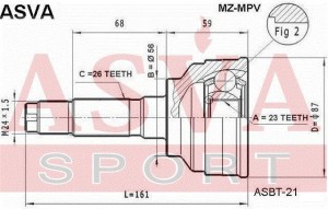 ШРУС наружный MAZDA MPV (99-) комплект ASVA MZ-MPV ASVA