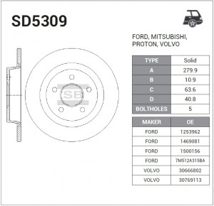 Диск тормозной SD5309 SD5309 SANGSIN