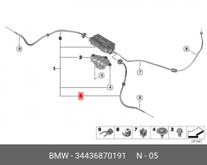 трос ручника левый!\ BMW X5/X6 13> 34 43 6 870 191 BMW