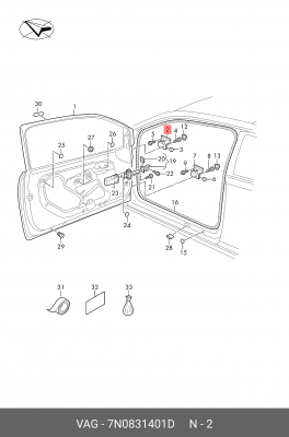 ПЕТЛЯ ДВЕРИ 7N0831401D 7N0 831 401 D VAG