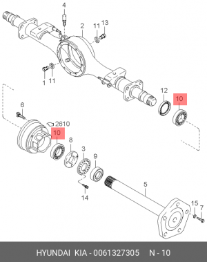 Подшипник ступицы KIA Bongo 3 (06-) (2.5/2.7/2.9) задней OE 0061327305 HYUNDAI KIA