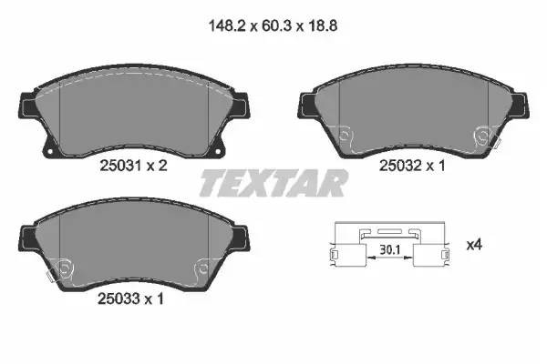 2503101 колодки дисковые передние! с антискрип. пласт. \Opel Astra, Chevrolet Cr 2503101 TEXTAR