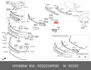 Фара противотуманная HYUNDAI Santa Fe (15-) правая (B TYPE) 922022W530 HYUNDAI KIA
