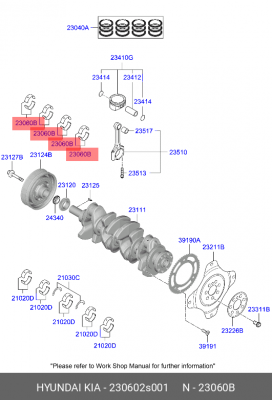 КОМПЛЕКТ ПОДШИПНИКОВ СКОЛЬЖЕНИЯ ШАТУНА (8ШТ) 23060-2S001 230602S001 HYUNDAI KIA