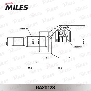 ШРУС наружный FORD TOURNEO/TRANSIT CONNECT 1.8D 02- (GKN 305358) GA20123 GA20123 MILES