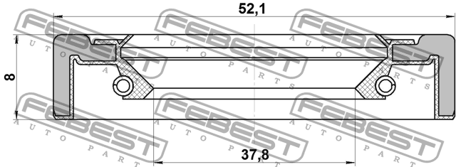 сальник ступицы задней! 39x52x8\ Mazda MPV LV 90-99 95GCY-39520808X FEBEST