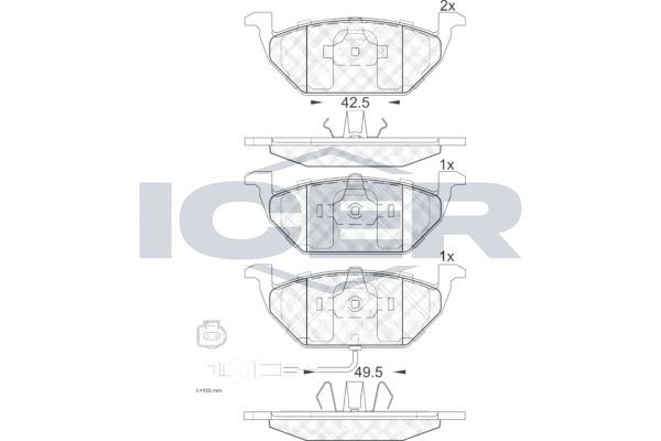 181349 колодки дисковые передние !\ Seat Leon/Ibiza, VW Bora/Golf 1.2-2.0i/D 00> 181349 ICER