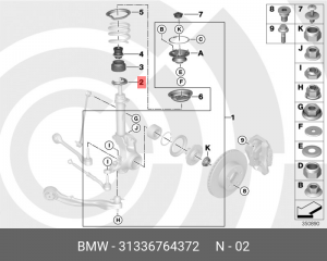 Прокладка BMW 1 (E81,E87) пружины передней нижняя OE 31 33 6 764 372 BMW