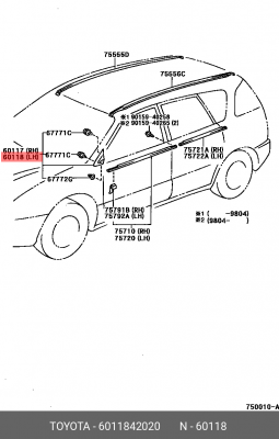 накладка зеркала левого!\ Toyota RAV4 60118-42020 TOYOTA