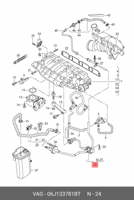 клапан вентиляции!\ Audi A3 06J 133 781 BT VAG