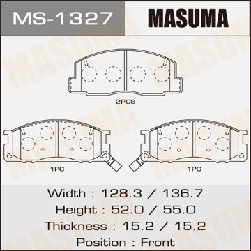 колодки дисковые п.!\ Toyota Liteace 1.5-1.8D/2.0D 87-91 MS1327 MASUMA