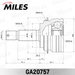 ШРУС наружный PAJERO IV/MONTERO V87W/V97W 2006- GA20757 GA20757 MILES