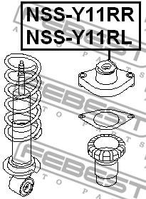 Опора амортизатора задн левая NISSAN AVENIR W11 1998.08-2005.09 [JP]  NSS-Y11RL NSSY11RL FEBEST