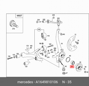 РАДИАЛЬНО-УПОРНЫЙ ПОДШИПНИК СТУПИЦЫ A 164 981 01 06 MERCEDES BENZ