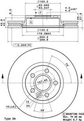 Диск тормозной 09.A427.11 09A42711 BREMBO
